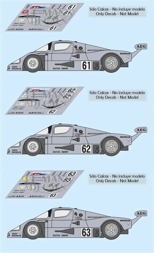 Decals Mercedes Sauber C9 Le Mans 1989 1:32 1:43 1:24 1:18 calcas Foto 1 de 1