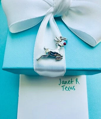 Tiffany & Co Rudolph Red Nariz Reno Esmalte Navidad Dije Plata 925 Foto 1 de 4