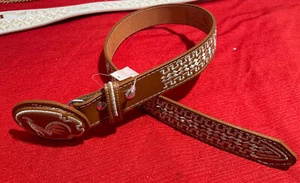 Kids Western Cowboy Belt  Embroidered Belt. Cinto Vaquero De Niño Gallo Size 22 - Picture 1 of 5