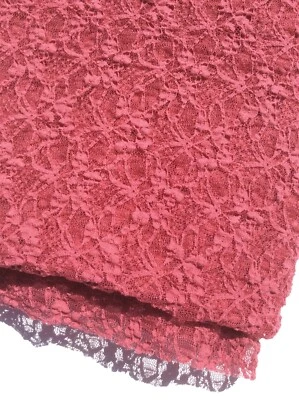 Rose Color Semi-Sheer 2-Way Stretch Lace Fabric with Lycra 1 & 1/6 Yds, 54" Wd - Image 1 of 3