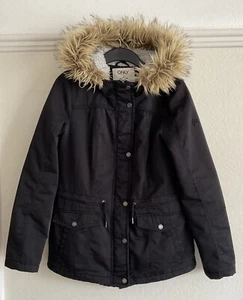 ONLY “Kate” Hooded Parka Jacket, Faux Fur Trim, Black, Medium - UK 12 - Picture 1 of 14