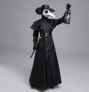 Halloween Steampunk Medieval Gothic Plague Doctor Mens Kids Coat Cos Costume NWO - Picture 1 of 14