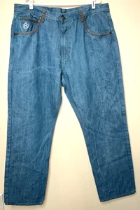 Eight 8732 Denim Jeans Mens 42x34 Streetwear Young Jeezy Hip Hop Embroidered - Picture 1 of 12