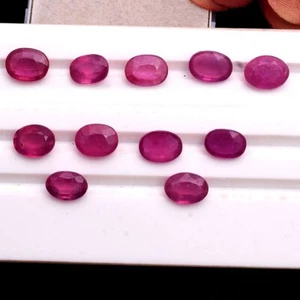 11 Pcs Natural Ruby Stunning Red 8mm-9mm Oval Faceted Cut Loose Gemstones Lot - Picture 1 of 5