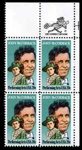 US Scott # 2090, John McCormack, Tenor, Zip Block of (4) 1984 20¢ Stamps, MNH - Picture 1 of 1