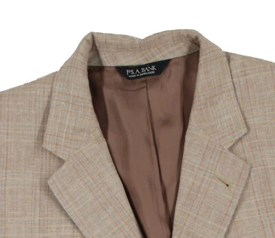 Men's 46 R Jos. A Bank Silk Linen Wool Plaid Sport Coat Blazer Jacket - Image 1 of 4