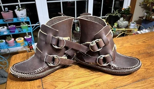 VINTAGE MENS HANDMADE THICK LEATHER CARL DYER? QUODDY? ARROW? MOCCASINS SZ 8 - Picture 1 of 16