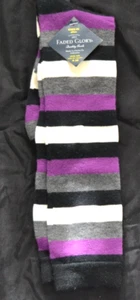 Faded Glory Women’s Shoe Size 4-10 Knee High Socks PURPLE/GRAY/WHITE/BLK Stripes - Picture 1 of 4
