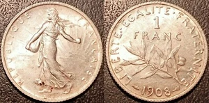 France - III Republic - 1 Franc Sower Silver 1908 Extremely fine! F.217/13 - Picture 1 of 1