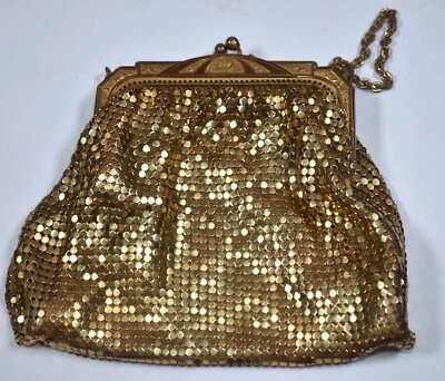 Vintage 1930s 1940s Whiting & Davis Gold Tone Evening Mesh Purse Bag - Image 1 of 4