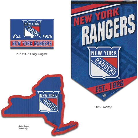 New York Rangers Hockey Game Room Fan Cave 3 PC Wall Decor & Magnet Set Cover