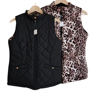 NEW! Princess Cruises Vest Puffer *Reversible* Black Animal Print Women's Small - Picture 1 of 11