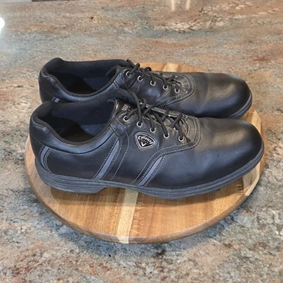 Callaway - Mens Size 9.5 - Black Leather Golf Shoes Spikes - Image 1 of 4