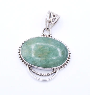 Sterling Silver 925 Amazonite Green Oval Chandelier Pendant Large 14.1 grams - Image 1 of 4