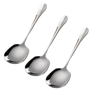Set of 3 Large Metal Serving Spoons Stainless Steel Rice Spoon Ergonomic Design - Picture 1 of 8