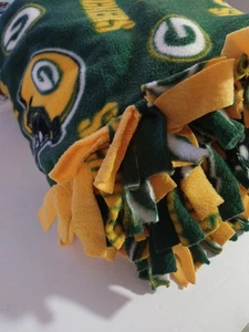 47x45 Green Bay Packers NFL Fleece Throw Blanket Handmade Tied Edges  - Picture 1 of 4