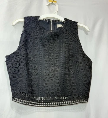 Top forrado de encaje a crochet negro recortado Abercrombie & Fitch para mujer talla S Foto 1 de 4