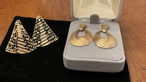 Gruppo 2 orecchini traforati ORO 14k 1 con scatola - Foto 1 di 6