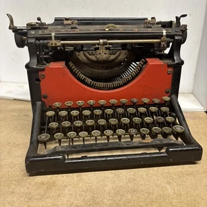 Rara antica macchina da scrivere Underwood Western Union fronte rosso mulino telegrafico vintage - Foto 1 di 20