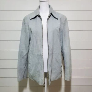 Lauren Ralph Lauren Light Blue Suede Leather Womens Jacket Size M - Picture 1 of 16