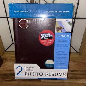 Old Town Bonded Leather Photo Album Holds 300 Photos Each (Pack of 2), Burgundy - Picture 1 of 11