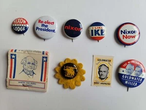 Political Buttons Presidential Nixon Goldwater Ike Landon Knox Old Pinback Lot - Bild 1 von 1