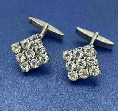 Мужские свадебные запонки круглой огранки с лабораторными бриллиантами покрытие белым золотом 14 карат 2 карата - Изображение 1 из 4
