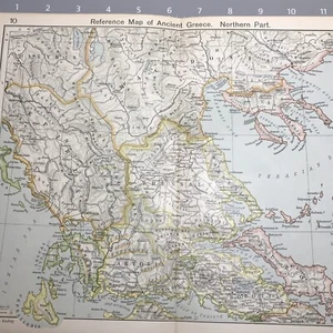 Referencia Antigua Grecia Macedonia del Norte Tesalia Años 1910 Antiguo Mapa Arte de Pared - Imagen 1 de 12