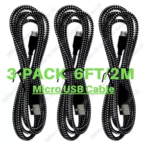 3 Pack Micro USB Fast Charging Cable 6FT For LG Motorola Samsung Android Phones - Picture 1 of 8