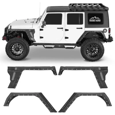 4Pcs Black Steel Front & Rear Fender Flares for Jeep Wrangler JK 07-18 2/4 Doors Foto 1 de 4