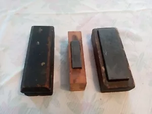 3 Vintage Öl Messer Wetzsteine in Holzbox (1 mit Deckel) - Bild 1 von 20