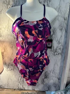 Women's Nike Performance Swimwear Floral Camo One Piece Cut Out Tank Size 12 NEW - Picture 1 of 13