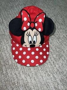 Girls Minnie Mouse Ears Polka Dots Disney Adjustable Hat Cap Kid Child Red White - Picture 1 of 3