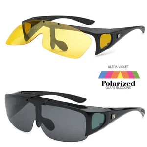 Flip Up Fit Over Sunglasses Polarized Lens Cover Over PRESCRIPTION GLASSES UV400 - Picture 1 of 13