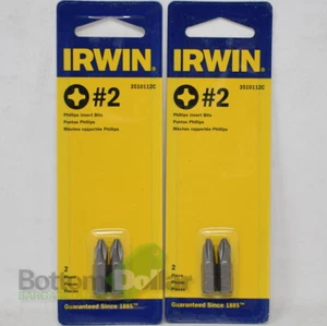 Irwin 3510112C Insert Bit #2 Phillips 1/4" Hex Shank 1" Long 2 Per Card(2 Packs) - Picture 1 of 2