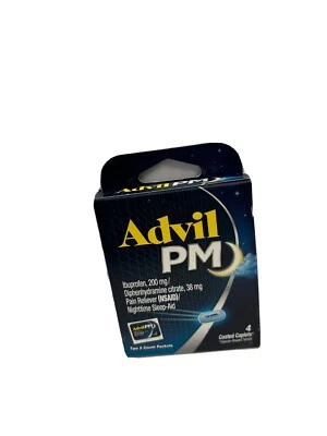 Advil PM Coated Caplets, 200 mg, 4 Ct Travel Size Box. 1 box only. - Image 1 of 3