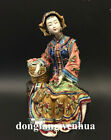 9.2" China Wucai Porcelain Pottery Handmade Belle Girl Lady Women Flower  Statue