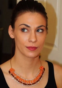 NWOT Kate Spade NY collar Wood Centro Tiles Statement Necklace orange crystal - Picture 1 of 12