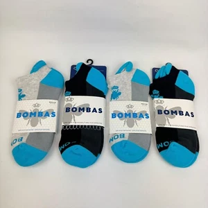 4-Pack Bombas Women's 2-pk Blue/Black 2-pk Blue/Gray Ankle Socks Size Medium - Picture 1 of 7