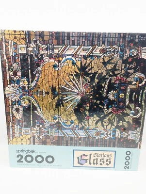 New Vintage Springbok Jigsaw Puzzle Glorious Glass 2000 Pieces Stained Glass Art - Image 1 of 2