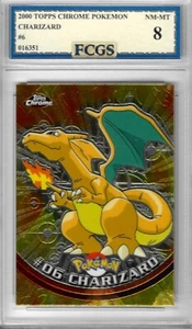 Pokémon Charizard 2000 Topps cromado #6 graduado FCGS 8 casi nuevo-como nuevo - Imagen 1 de 2