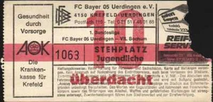 3017 Ticket Bl 85/86 FC Bayer 05 Uerdingen - Vfl Bochum, 01.02.1986 - Zdjęcie 1 z 1