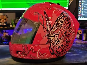 ICON 'CHRYSALIS' Motorcycle Helmet SIZE S 'DOT' Pink, Butterfly Proshield - Picture 1 of 12