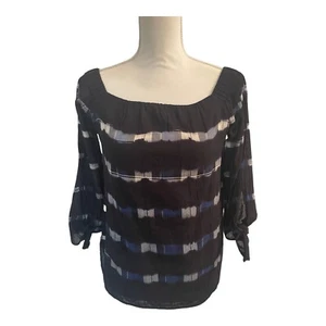 BAILEY 44 Womens Ball Off Shoulder Relaxed Black Cotton Shirt Size Medium - Picture 1 of 11