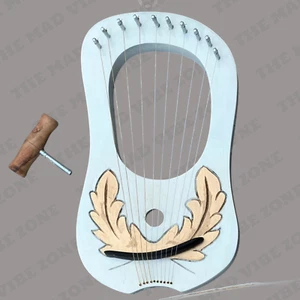 Lyre Harp 10 String – White & Gold Design + Free Tuning Key & Extra Strings - Picture 1 of 5