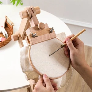 Cross Stitch Rack Frame Turned Wood Professional Multifunctional Embroidery Hoop - Picture 1 of 6