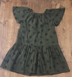 Gap Kids Olive Green Flower Dress Size Large Girls - Picture 1 of 6
