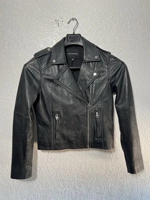 Lucky Brand Classic Black 100% Lamb Leather Moto Jacket - Size Women’s XS - Image 1 of 4