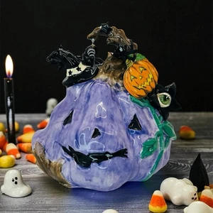 Blue Sky Clayworks lila Kürbis Jack O Laterne Halloween Figur 8,5 in Geschenk - Bild 1 von 19