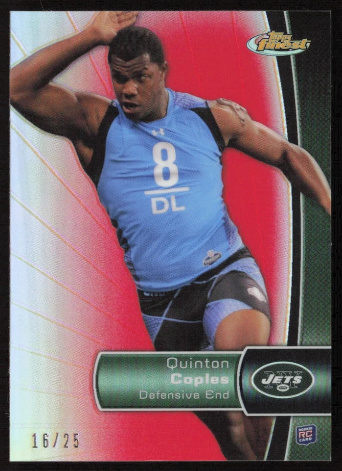 2012 Finest Red Refractors #/25 Quinton Coples #136 Rookie New York Jets - Image 1 of 2